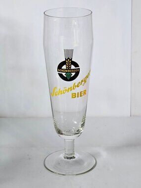 Schonberger Bier Pilsner Glass .25L  8" Tall Stemmed Beer Glass Logo Collectible
